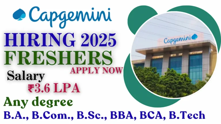 Capgemini Hiring 2025 | Junior Specialist Role | Freshers Apply Online