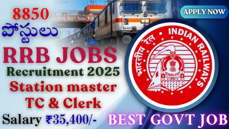 RRB Recruitment 2025 – 8850 Vacancies | Station Master, Clerk Apply Online