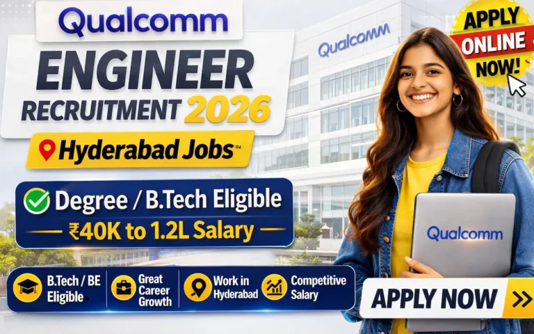 Qualcomm Engineer Recruitment 2026 | Hyderabad Jobs | Degree / B.Tech Eligible