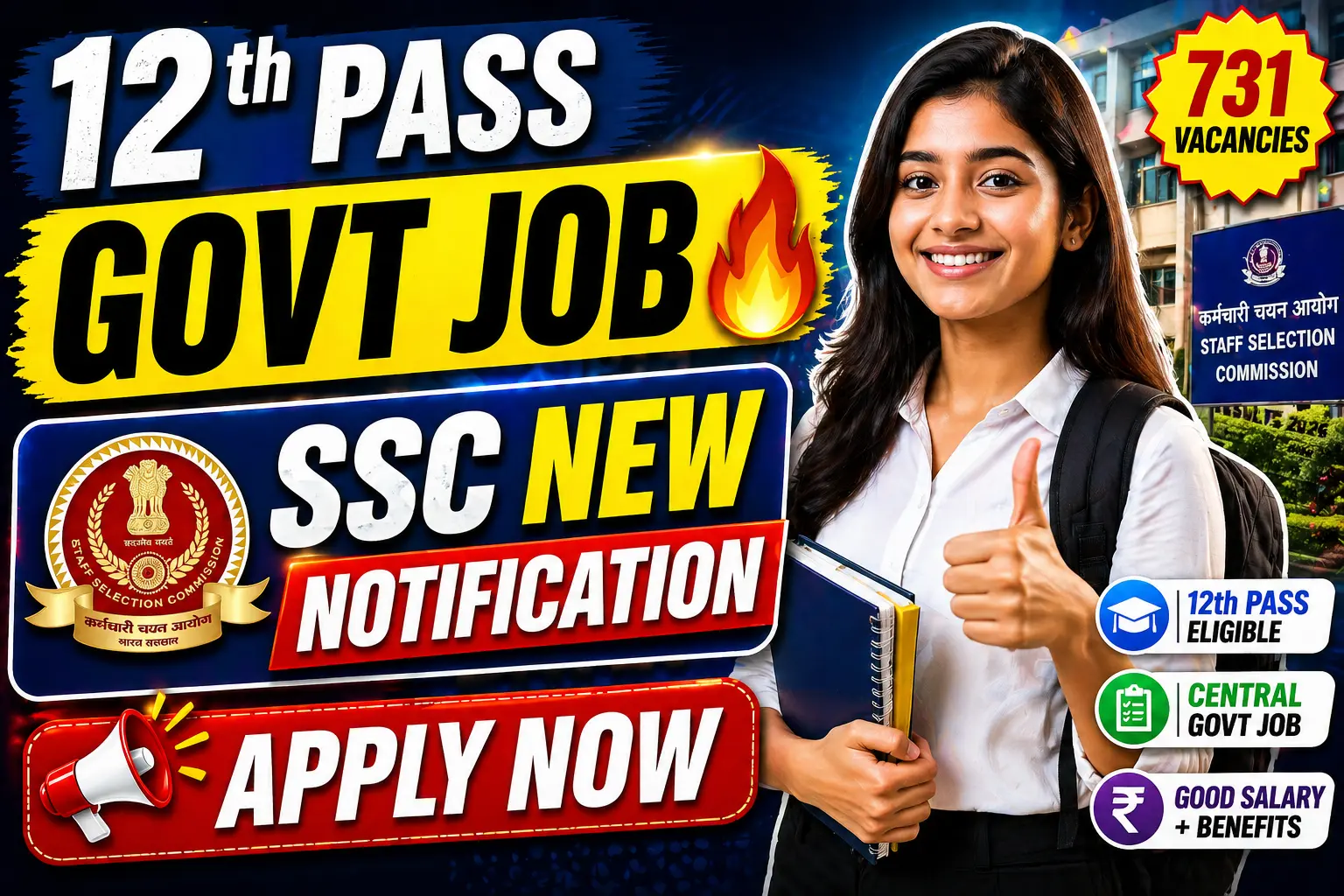 SSC 12th Pass Govt Jobs 2026 🔥 | New Notification | Apply Now